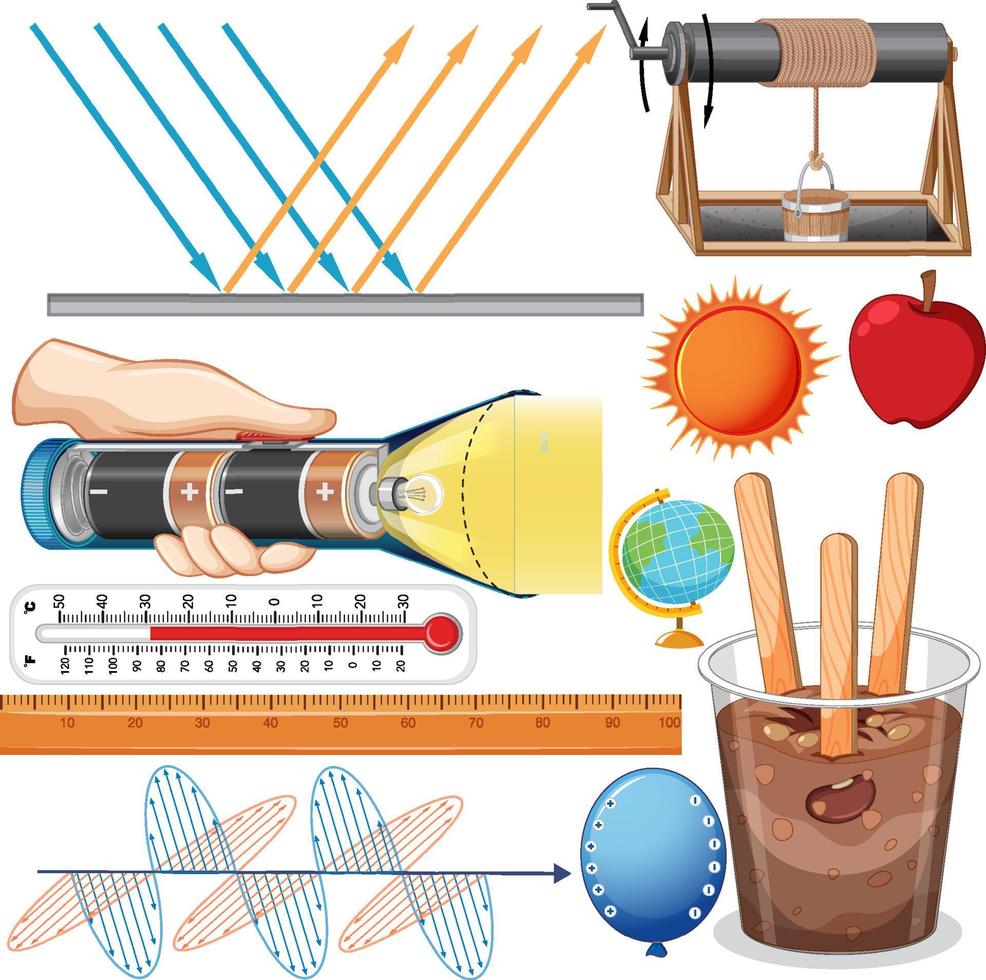 Science equipments on white background vector