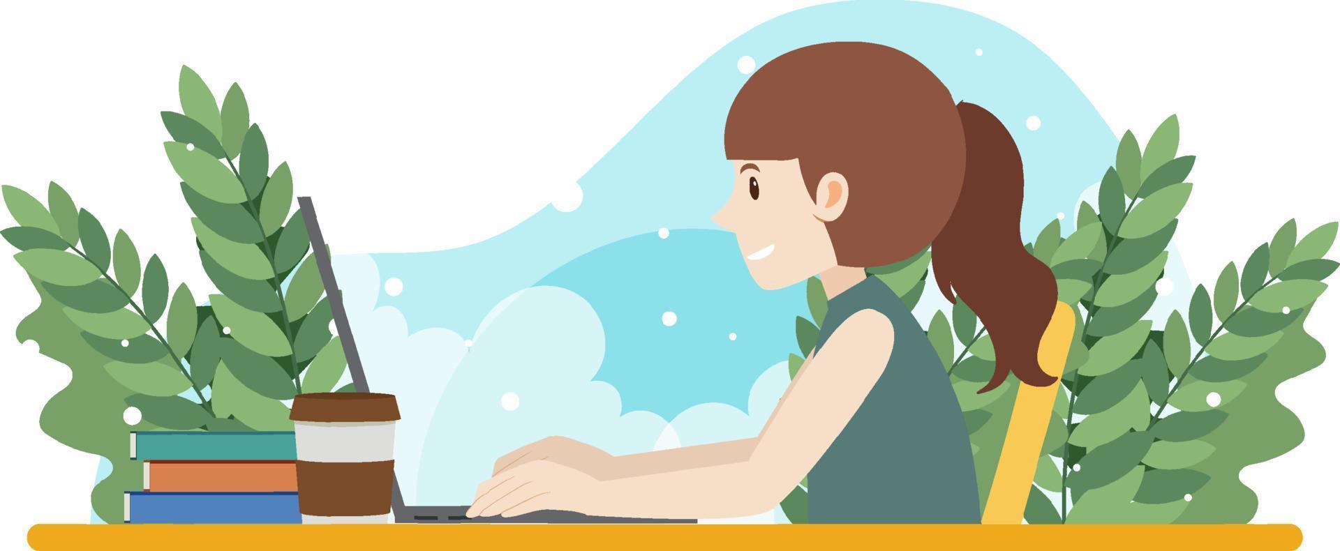 Work at home concept in flat design vector