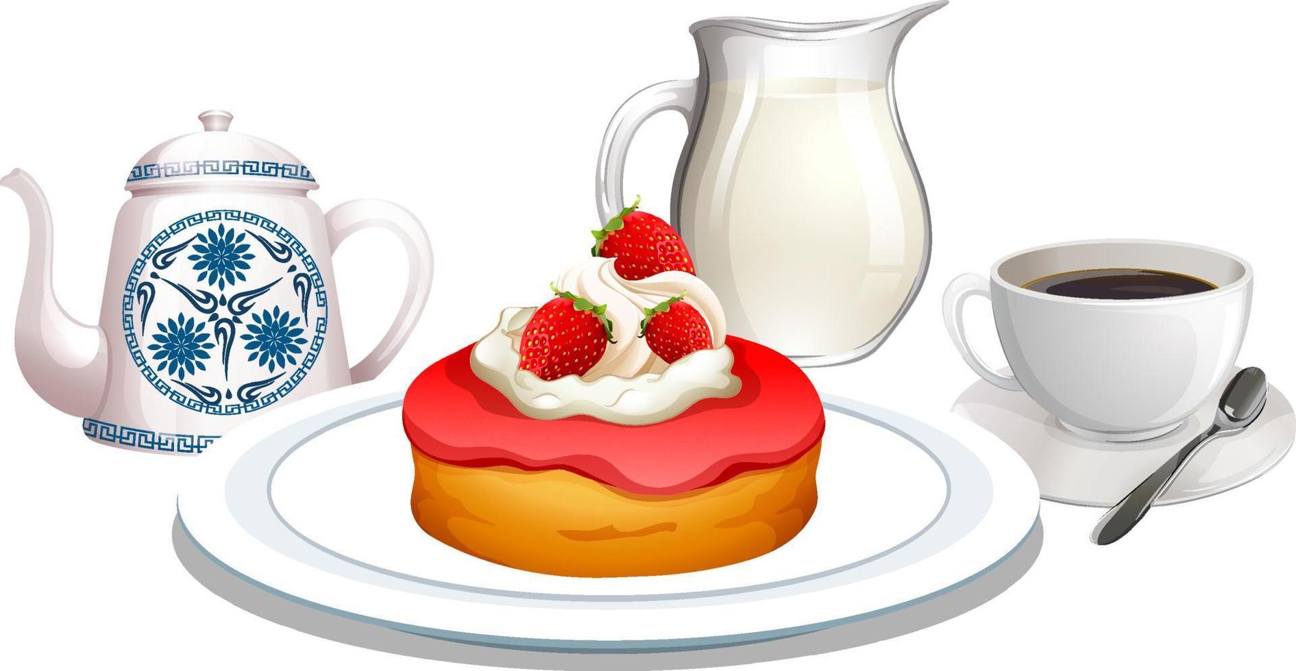 Afternoon tea cartoon set vector