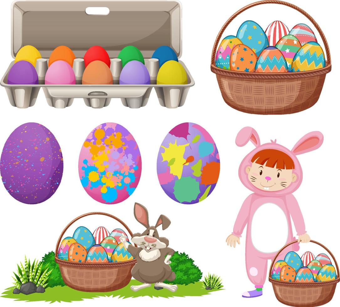 Easter theme with bunny and eggs vector