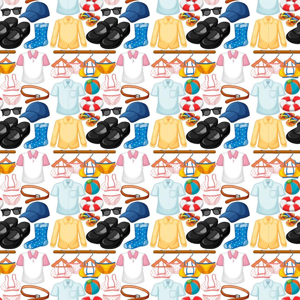 Seamless background design with cloth theme on white background vector