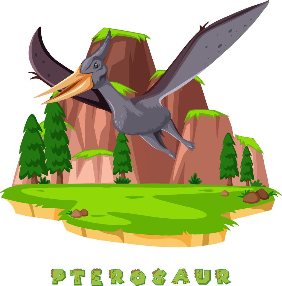 Dinosaur wordcard for pterosaur vector