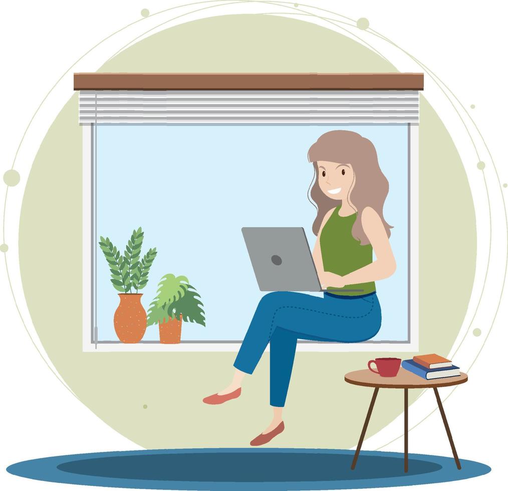 Work at home concept in flat design vector