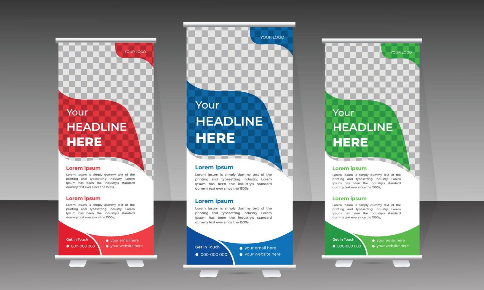 Attractive modern roll up banner design template for medical and healthcare vector