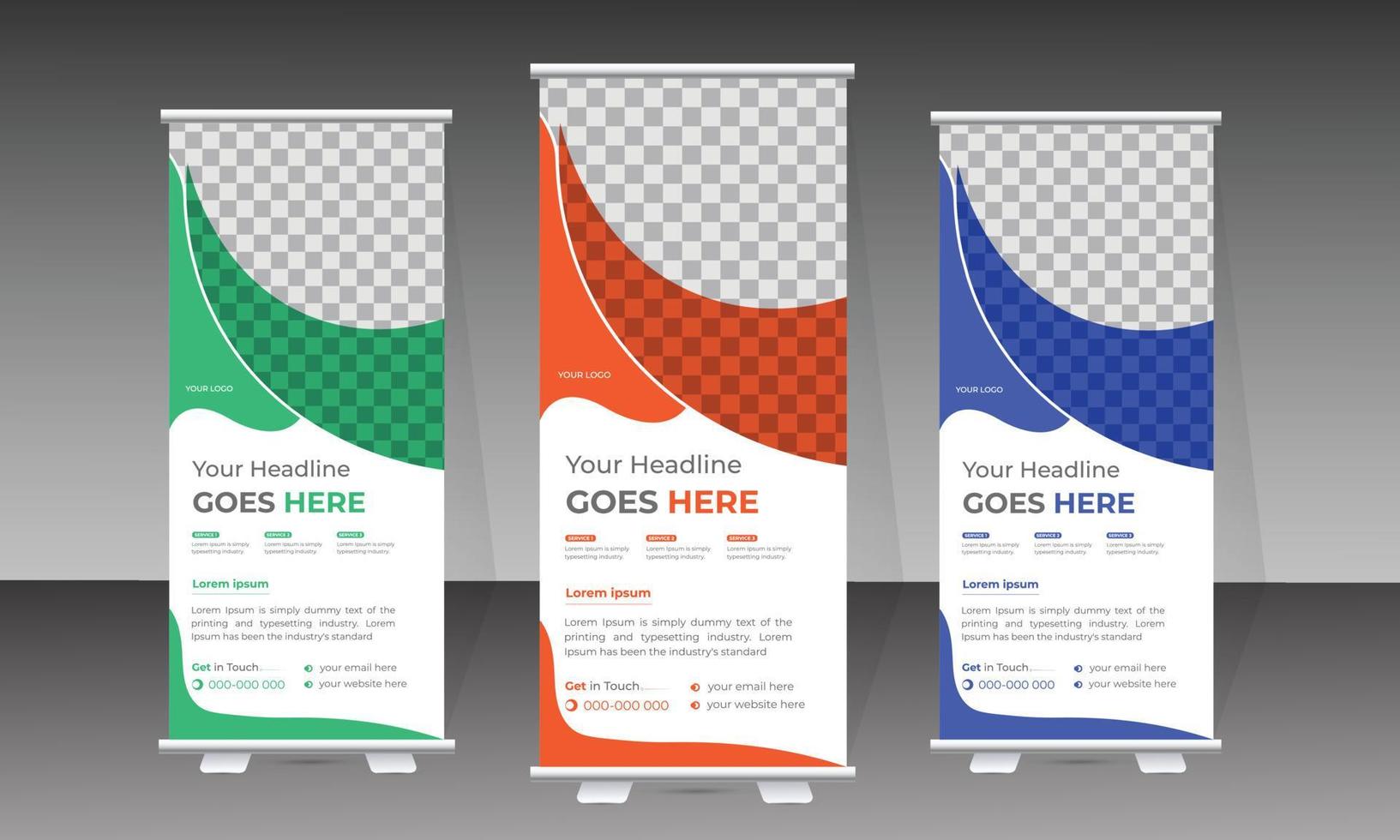 Attractive modern roll up banner design template for medical and healthcare vector