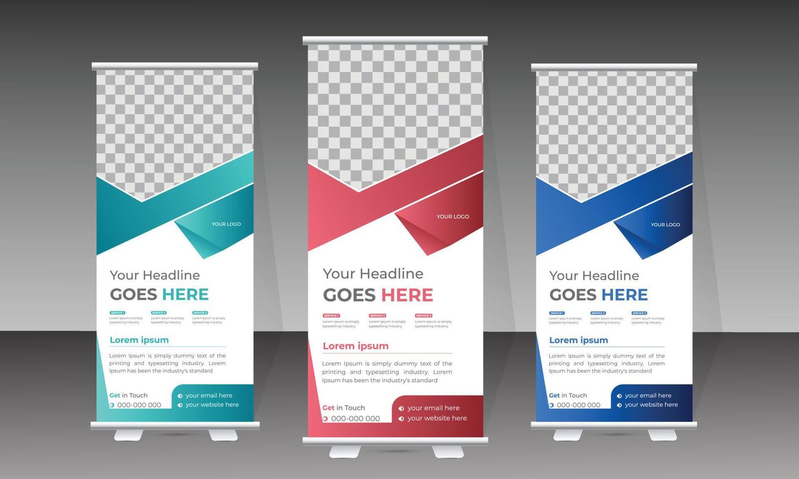 Attractive modern roll up banner design template for medical and healthcare vector