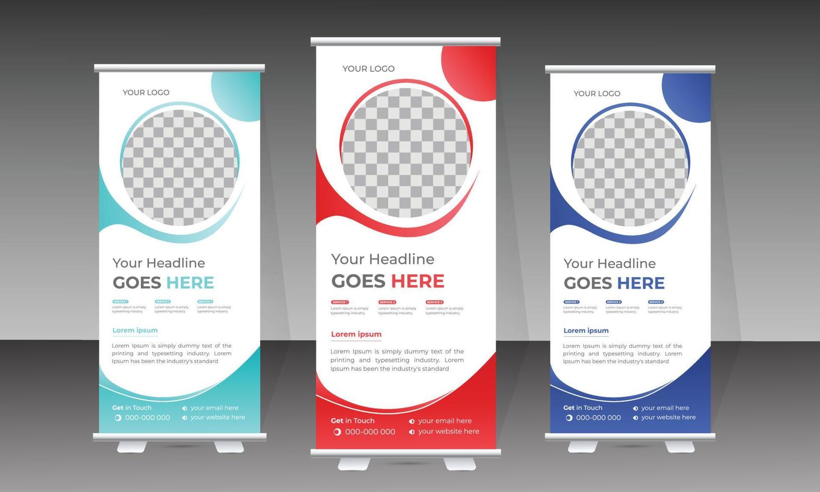 Attractive modern roll up banner design template for medical and healthcare vector