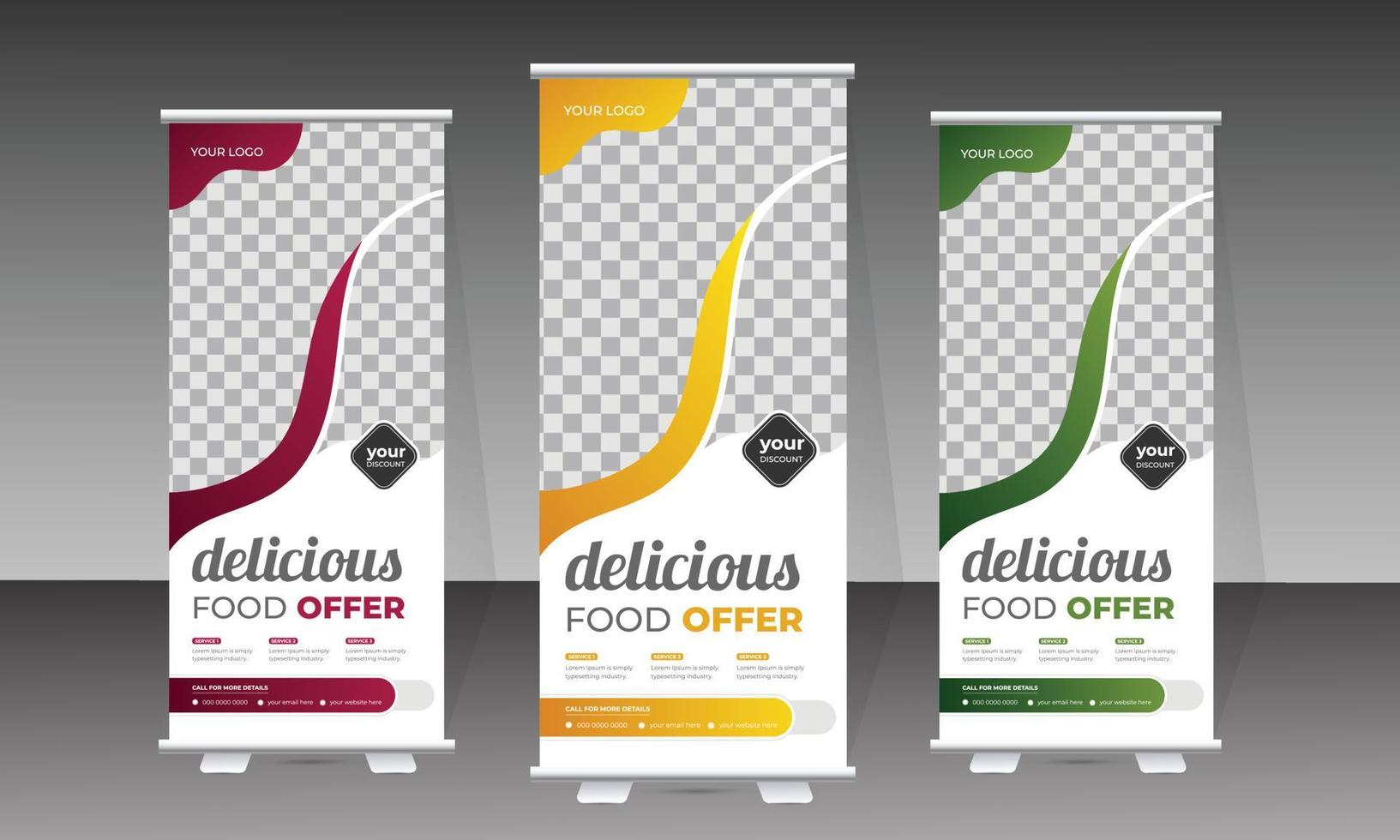 Food roll up banner design vector