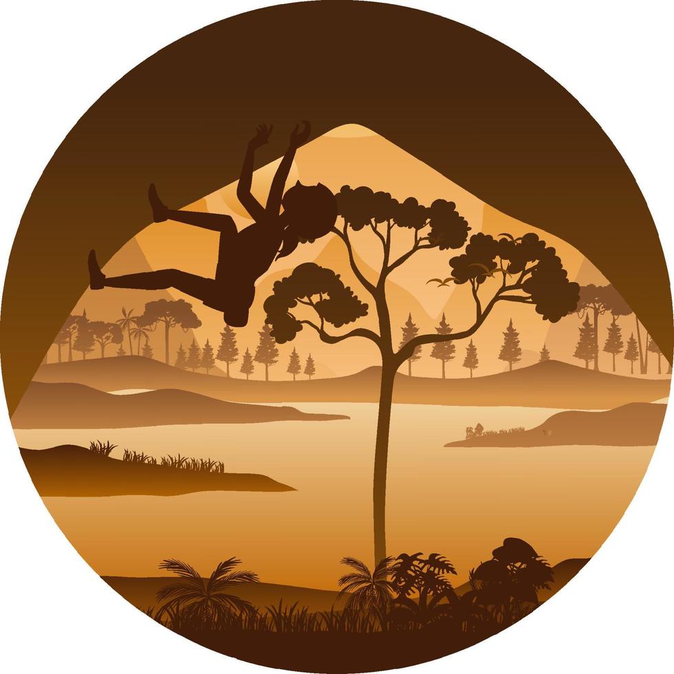 Silhouette rock climbing badge vector