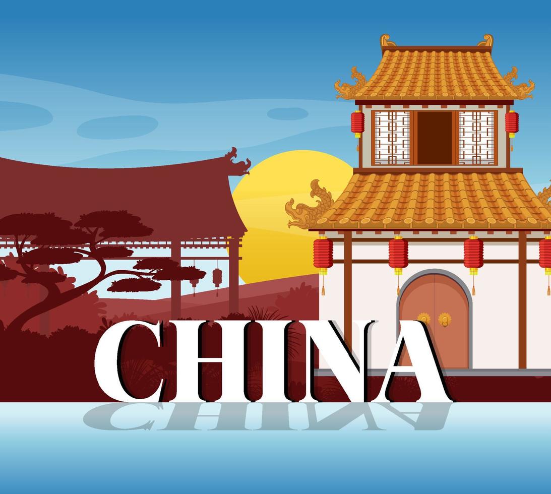 fondo de construcción de casas de tradición china vector