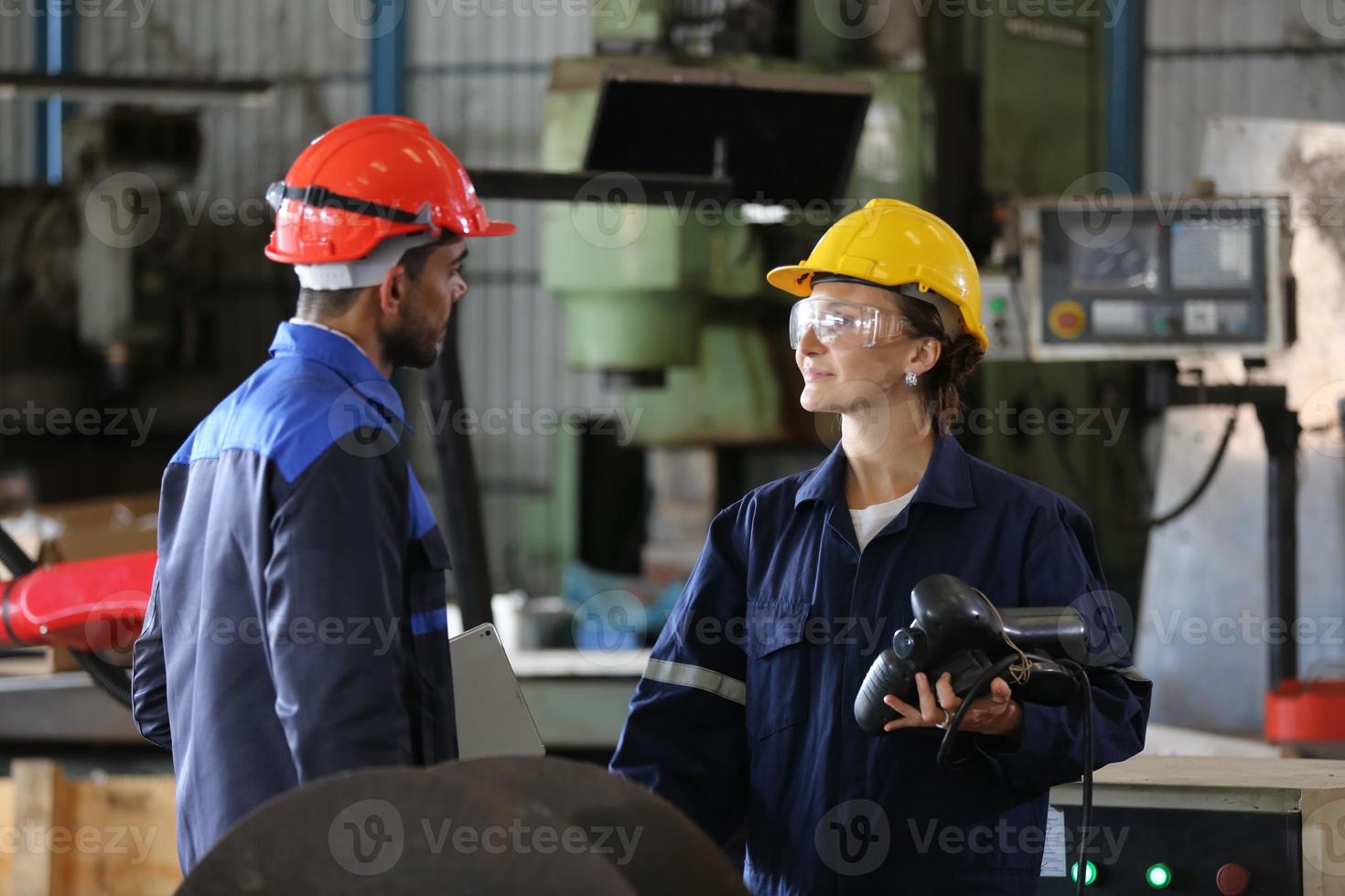 Professional men engineer worker skills quality, maintenance, training industry factory worker , warehouse Workshop for factory operators, mechanical engineering team production. photo