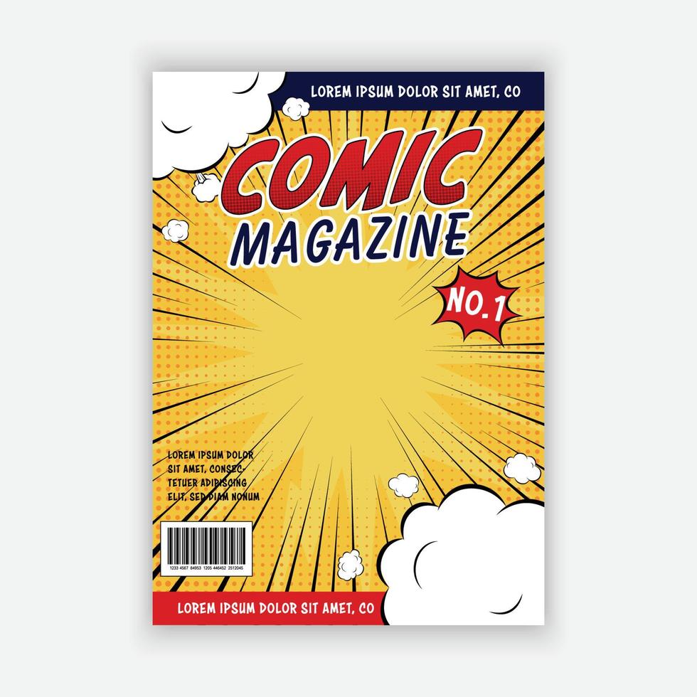 Vector colorful comic book cover magazine template.