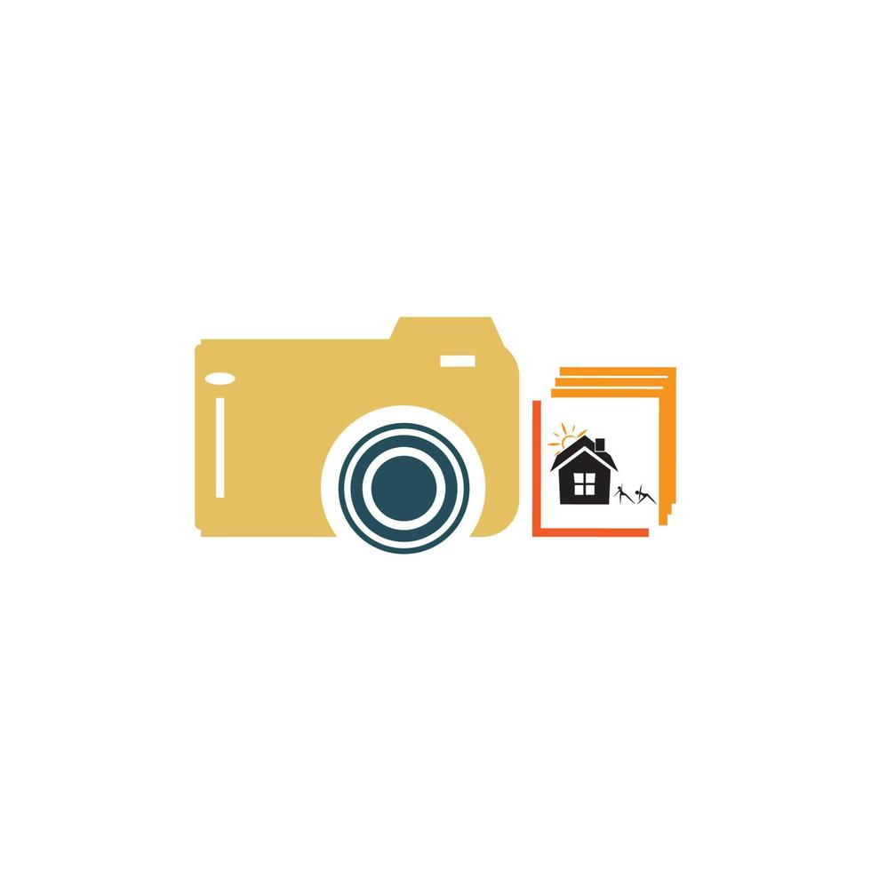 Camera with photo icon vector background