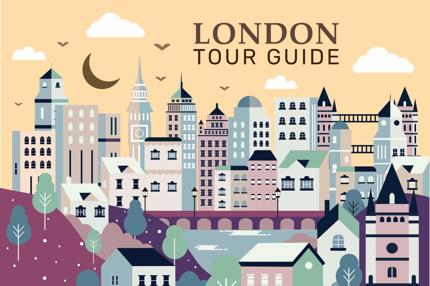 Vector illustration of city in London, flat design concept