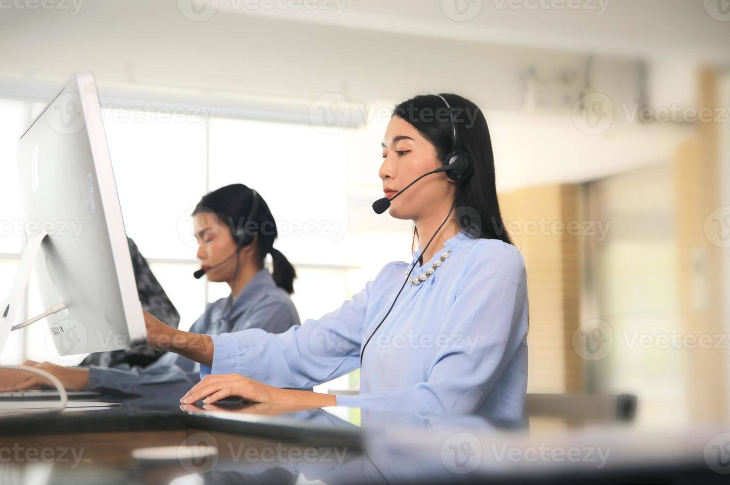 Service Team Concept. Operator or Contact Center Sale in Office, Information People Call Center, Quality Professional Team Sales Support Office. Environment Workplace Representative Company. photo