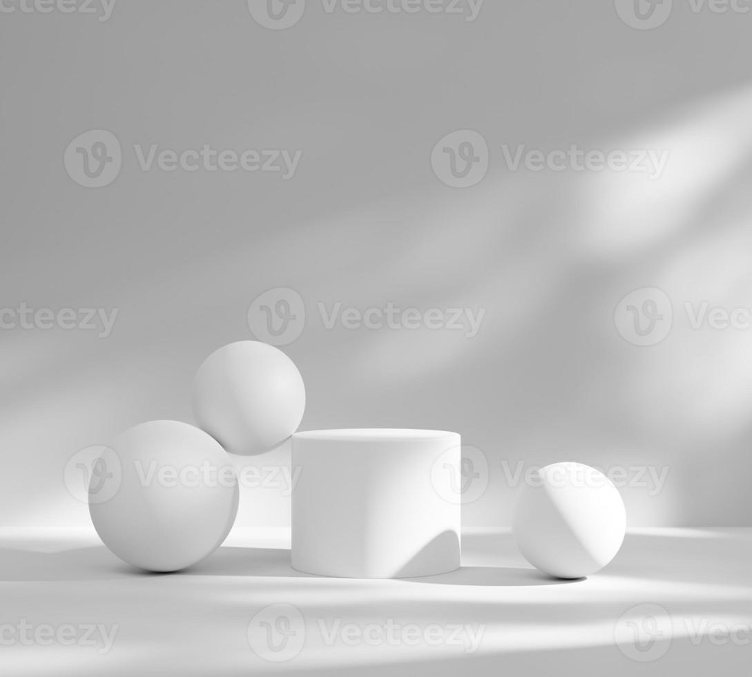 Abstract Minimal Modern White Podium Platform For Product Display Showcase 3D Rendering photo