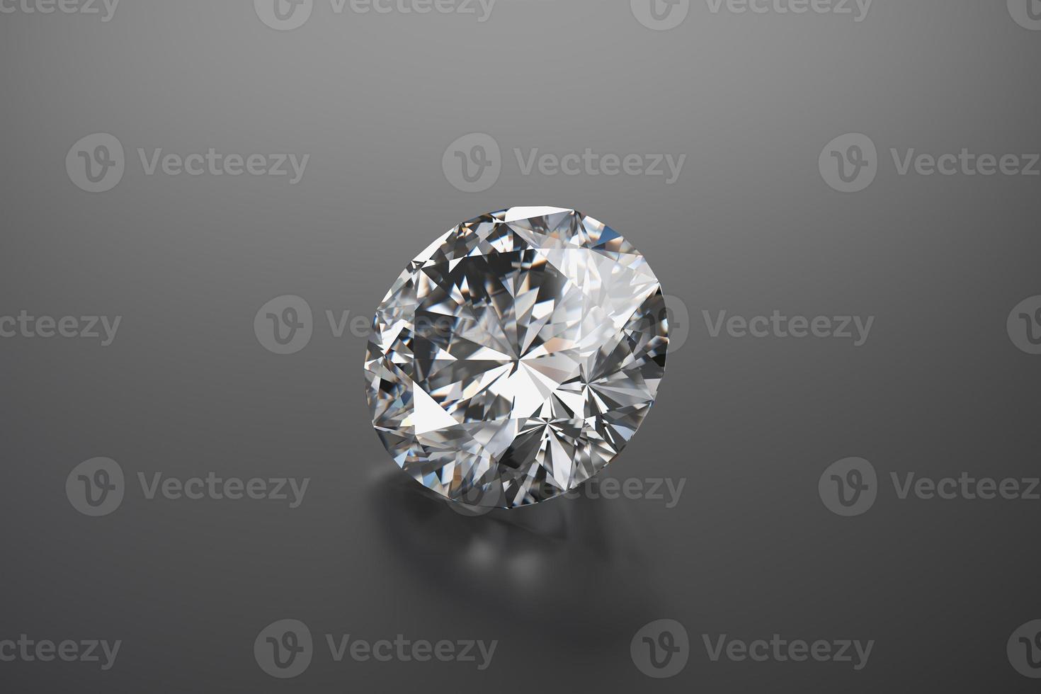 diamante de faceta brillante colocado en la representación 3d de fondo degradado foto