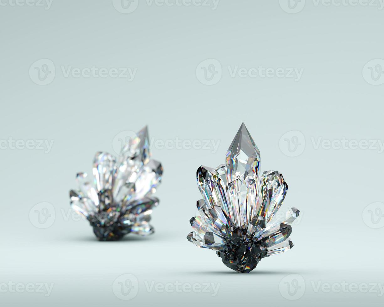 Crystals close up with soft focus background 3d rendering photo