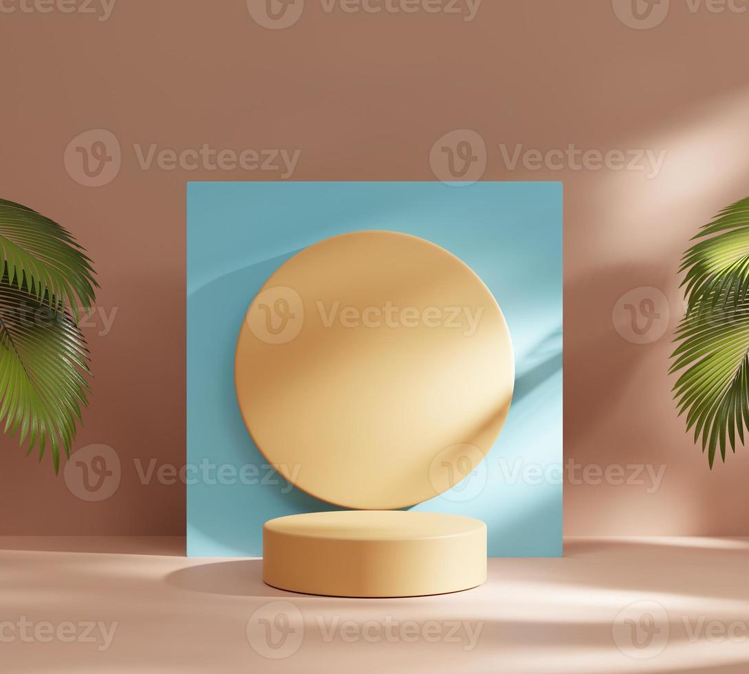 Abstract Minimal Modern Platform Podium with Plant Product Presentation and Showcase Background 3D Rendering photo