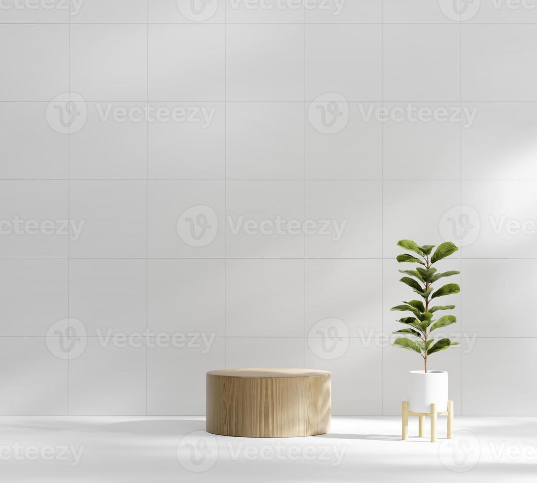 Abstract Minimal Modern Platform Podium with Plant Product Presentation and Showcase Background 3D Rendering photo