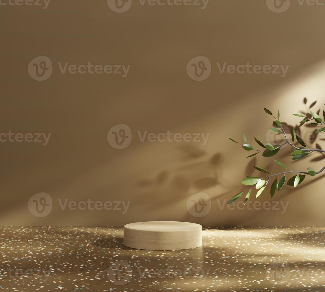 Abstract Minimal Modern Platform Podium with Plant Product Presentation and Showcase Background 3D Rendering photo