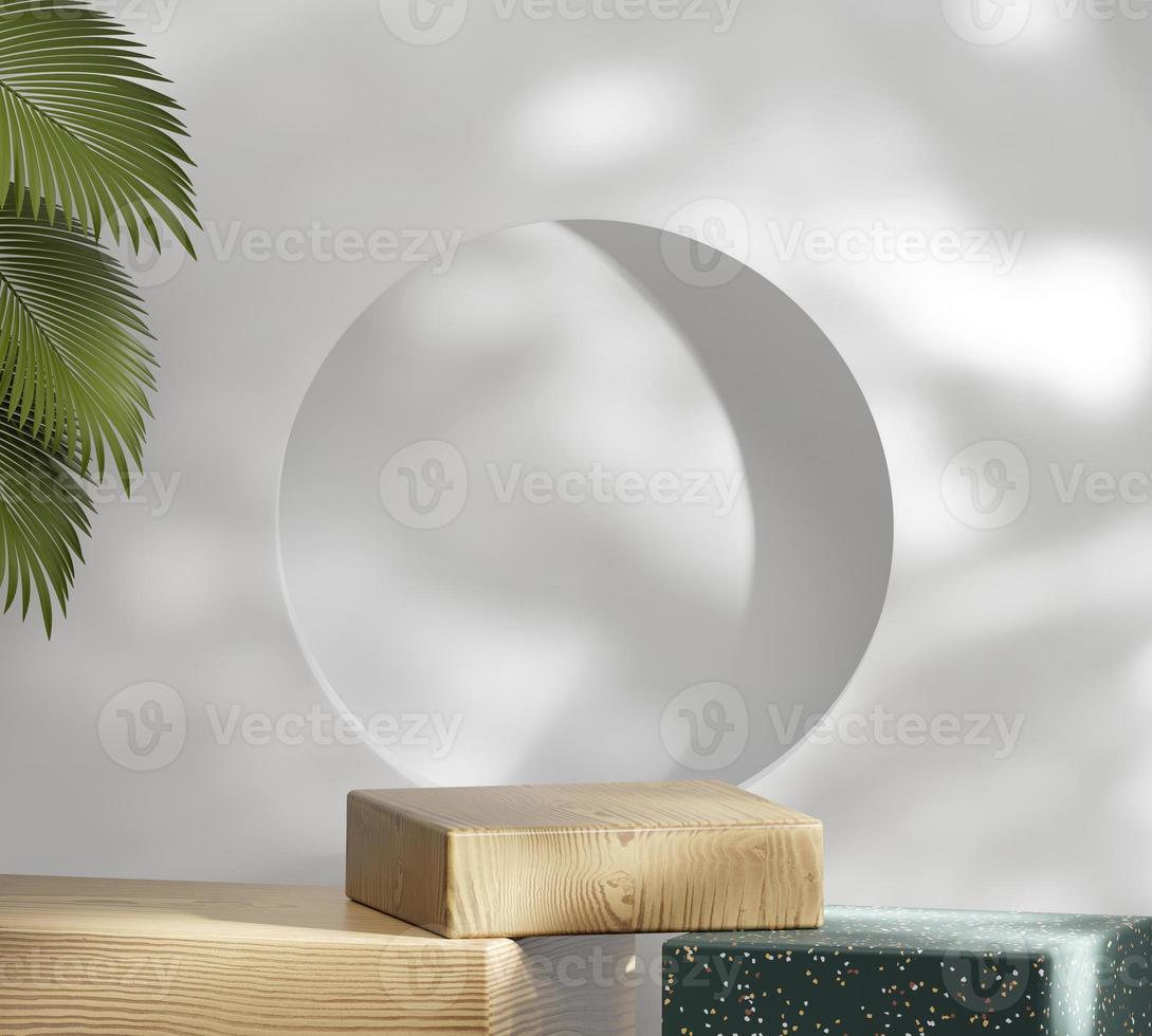 Abstract Minimal Modern Platform Podium with Plant Product Presentation and Showcase Background 3D Rendering photo