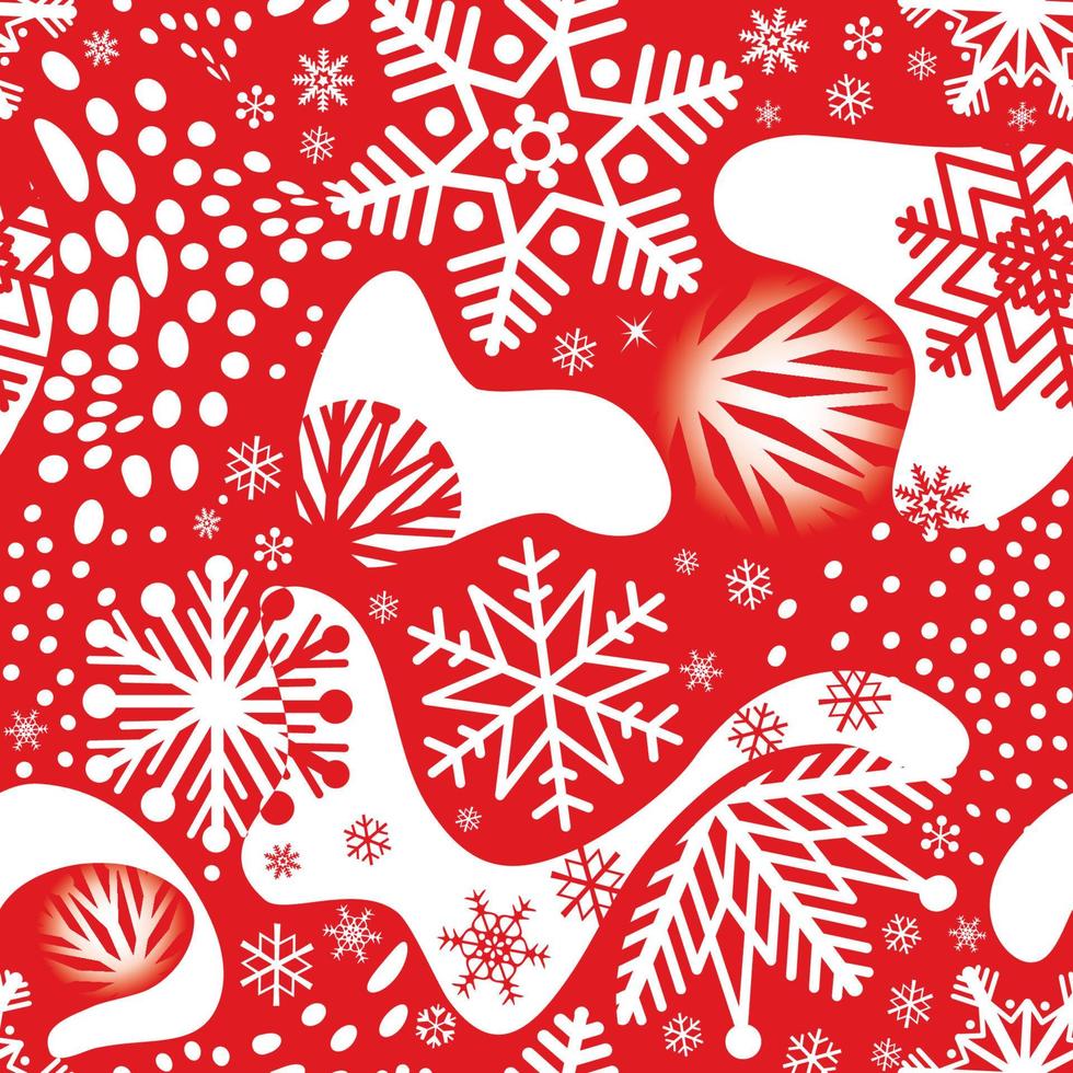 Snow seamless pattern. Abstract winter backdrop with dots and snowflakes.  Seasonal drawn texture. Chaotic flowing dots. Artistic stylish tiled  background from Christmas collection. vector