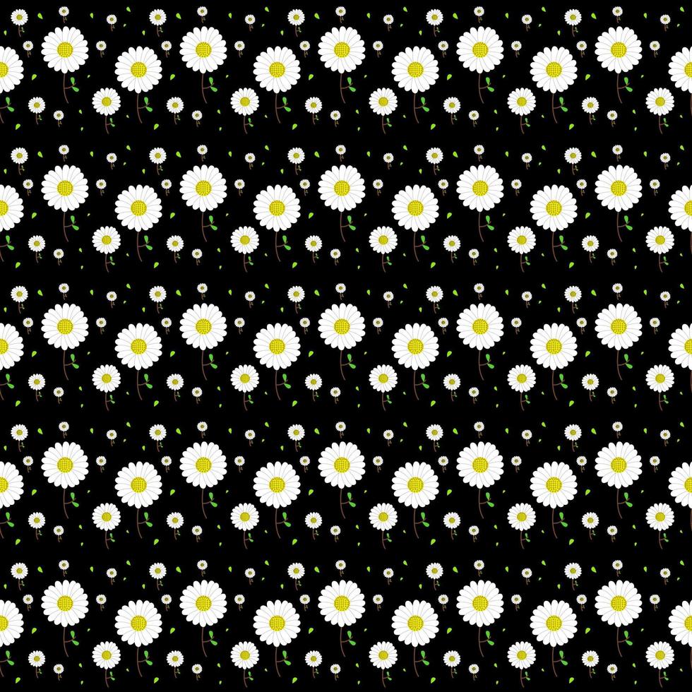 Daisy seamless pattern on blackground vector