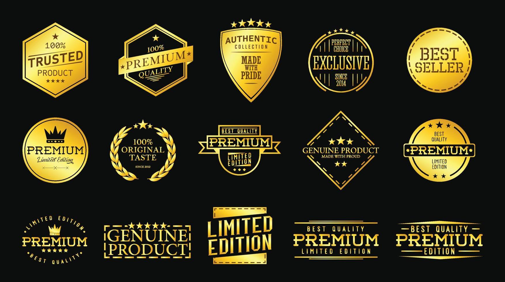 colección de insignias de etiqueta vintage de oro de negocios y marketing vector