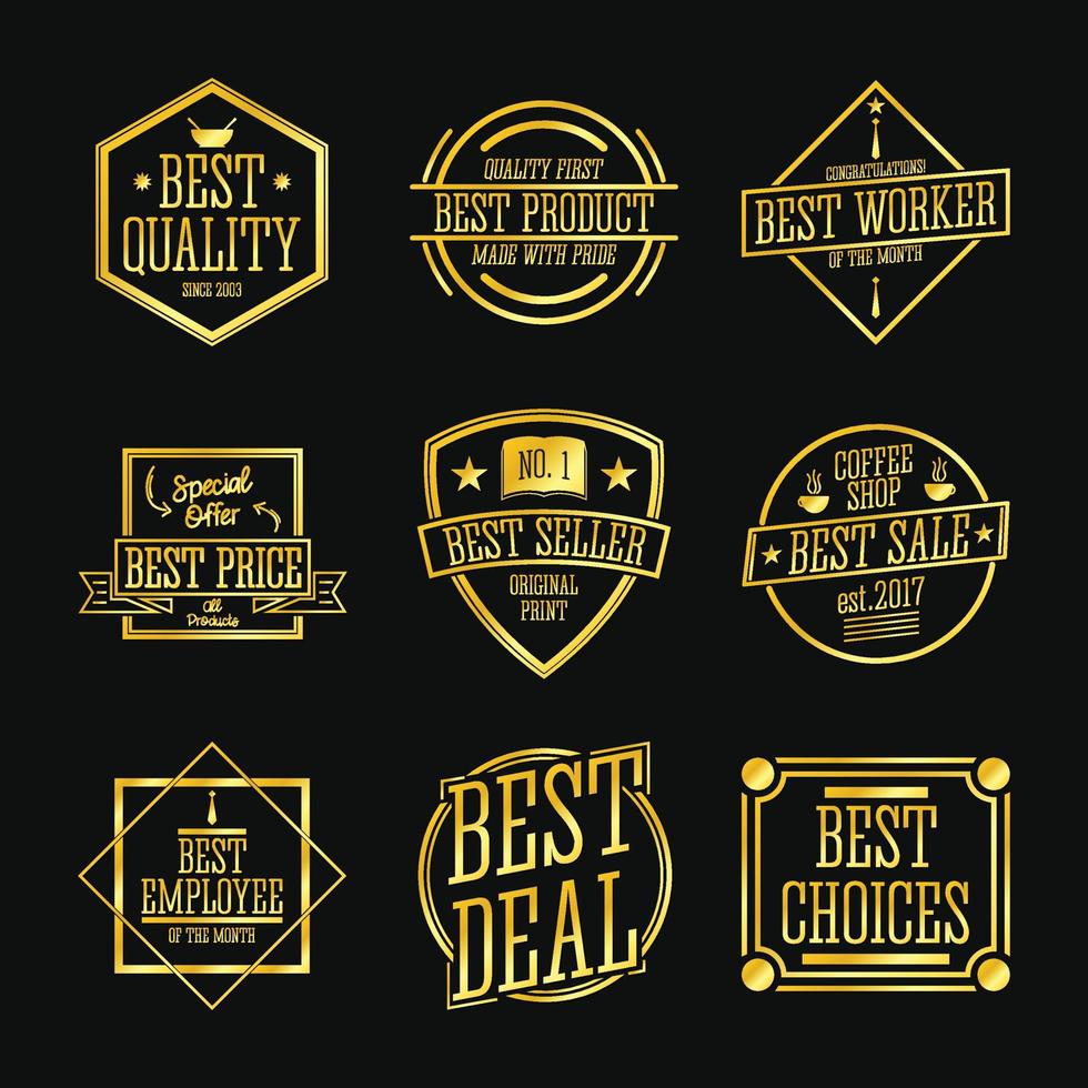 Business Marketting Gold Badges Collection vector