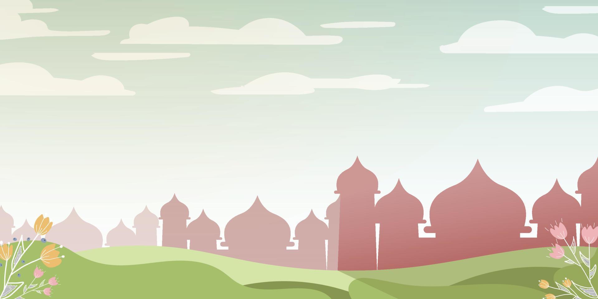 Islamic Landscape Banner Background Illustration vector