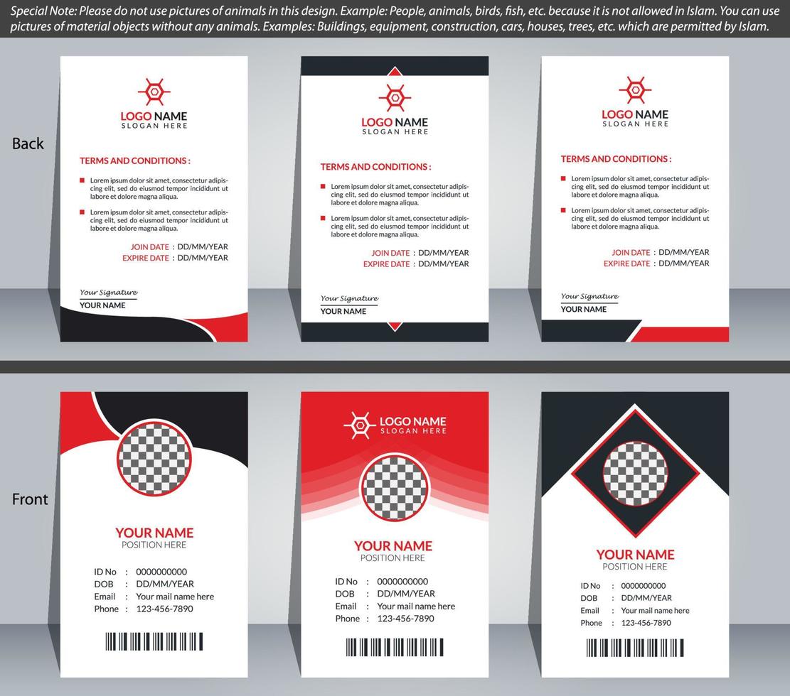 diseño de tarjeta de identificación moderno y profesional, diseño de tarjeta de identificación corporativa y creativa, tarjeta de identificación simple y abstracta, plantilla de diseño de tarjeta de identificación vector