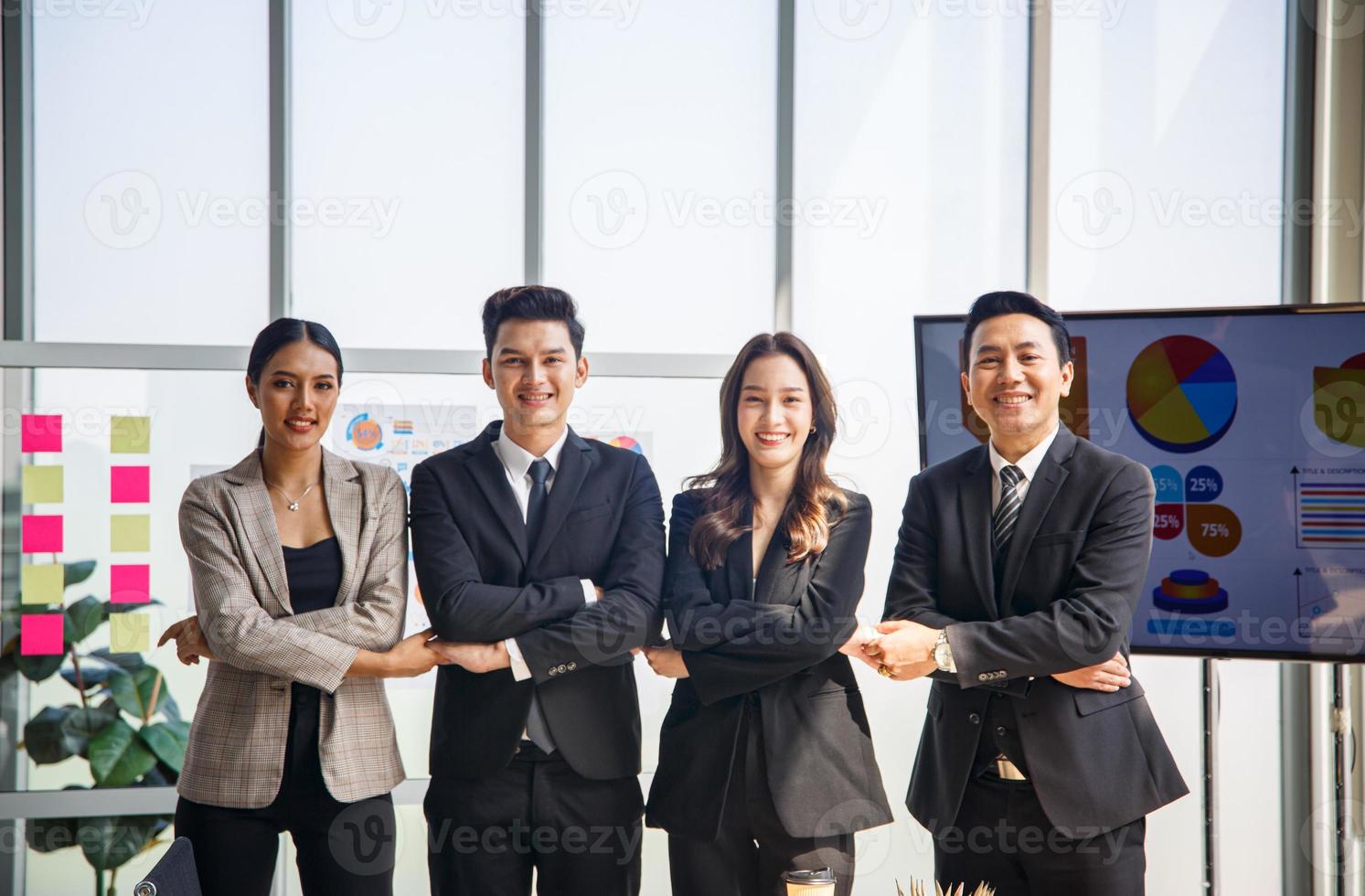 Young start-up business team working in meeting room. photo