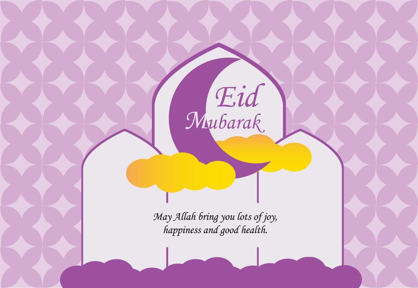 Eid Mubarak Wishes Quotes Islamic Great Day Background Vector Illustration