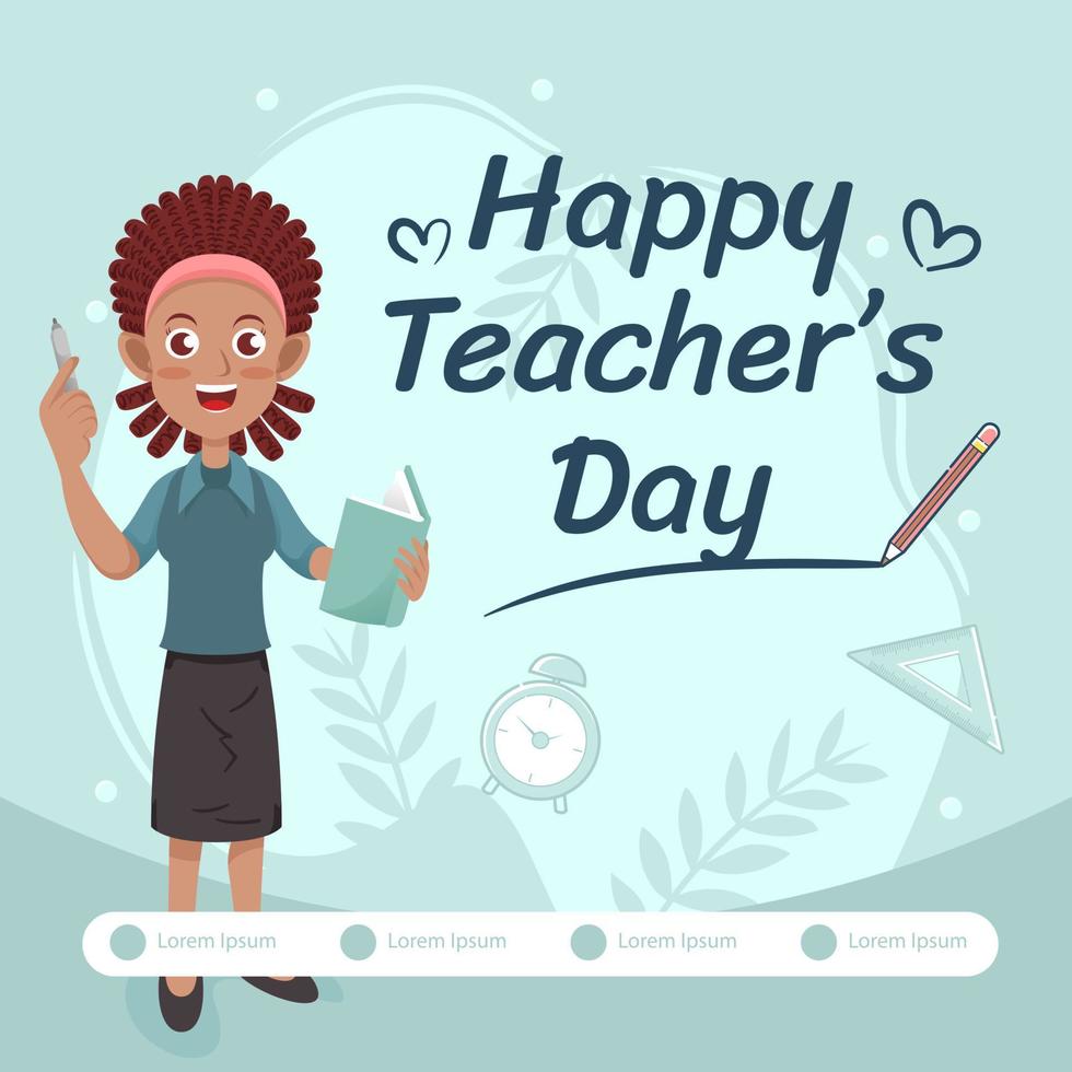 Female Teacher Greeting Happy Teachers Day vector