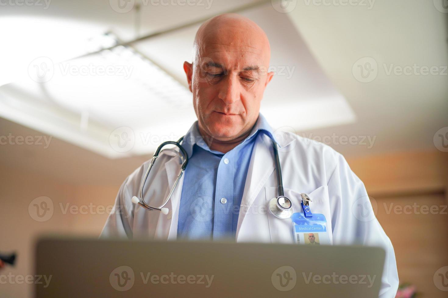 International doctor team. Hospital medical staff. Mixed race Asian and Caucasian doctor and nurse meeting. Clinic and stethoscope. photo