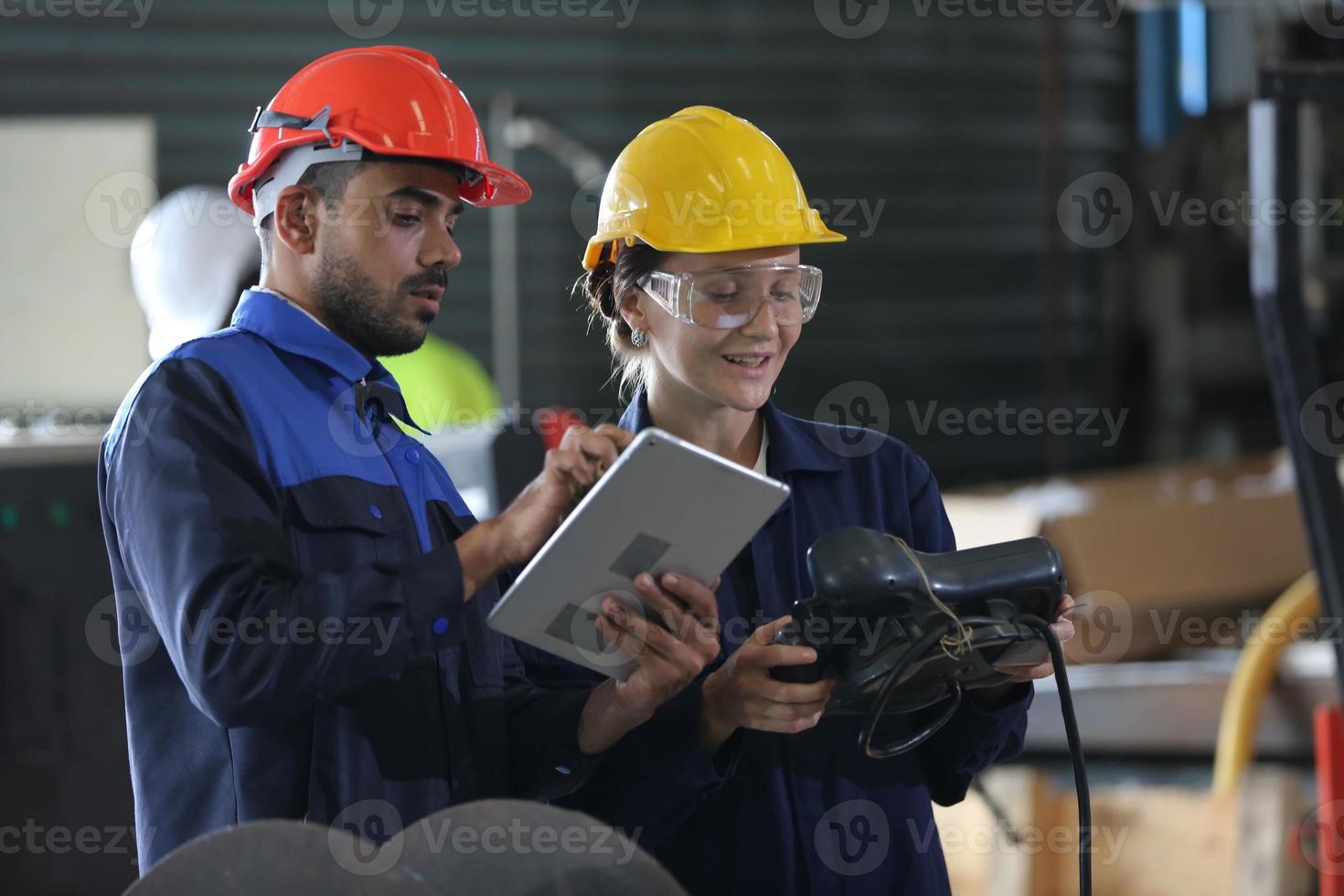 Professional men engineer worker skills quality, maintenance, training industry factory worker , warehouse Workshop for factory operators, mechanical engineering team production. photo