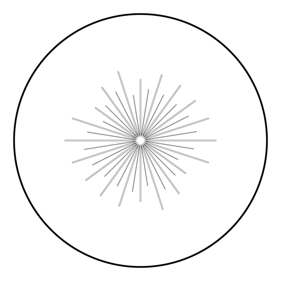 Sun rays Sunbeam concept icon in circle round outline black color vector illustration flat style image