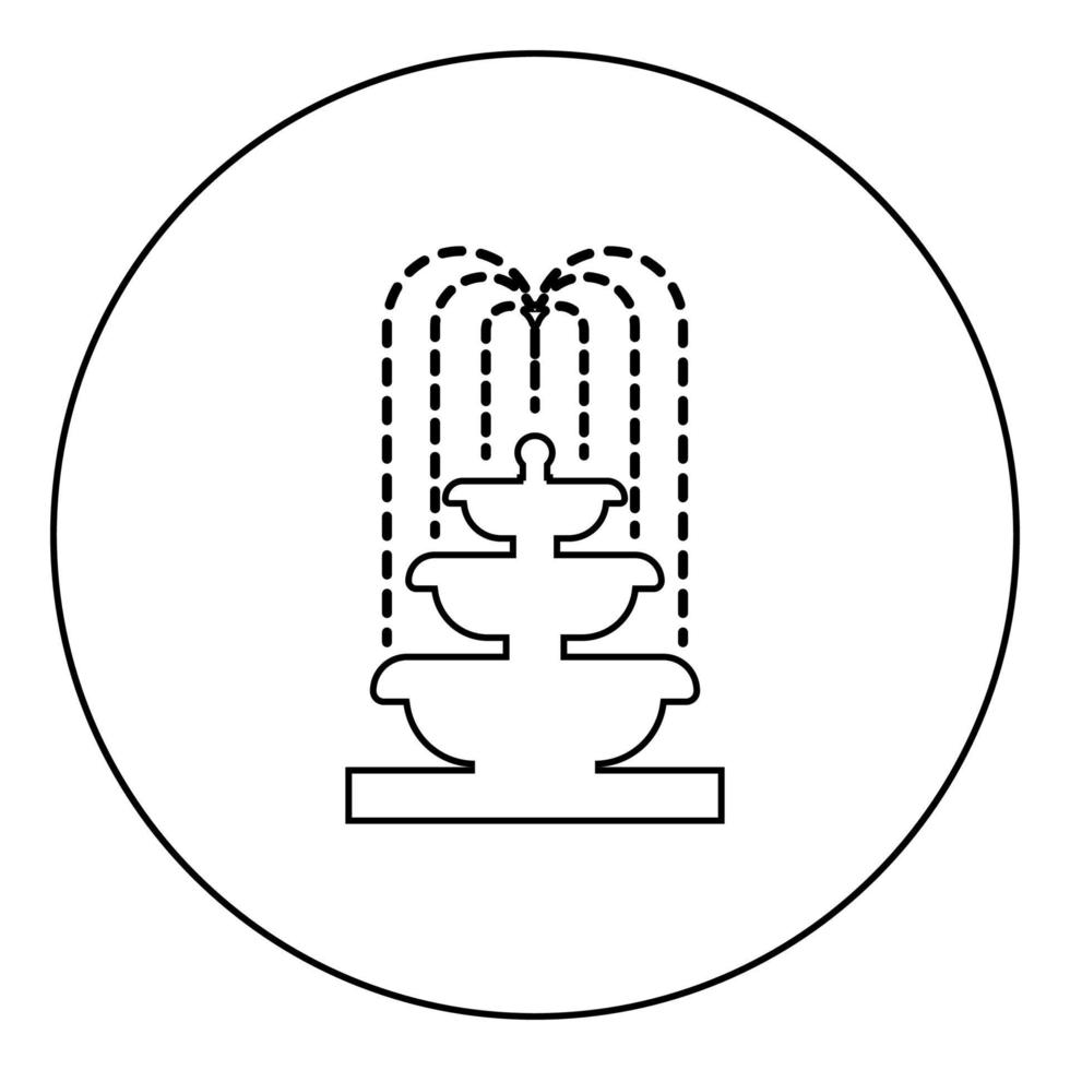 Fountain Tier of Water icon in circle round outline black color vector illustration flat style image