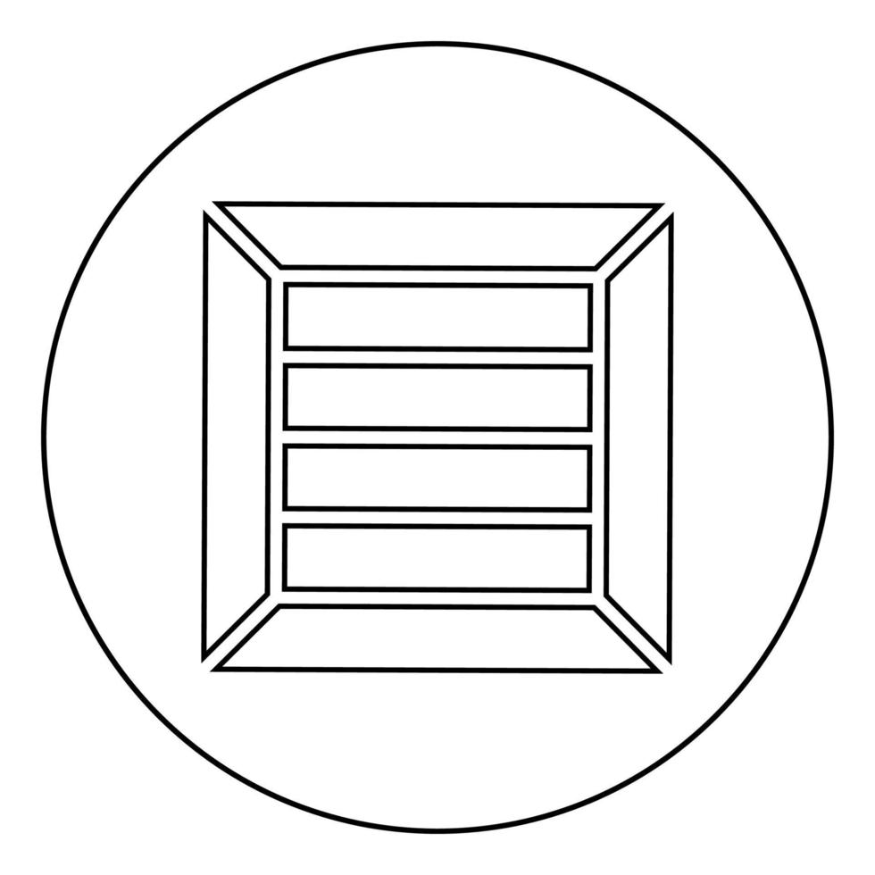 Crate for cargo transportation Wooden box Container icon in circle round outline black color vector illustration flat style image