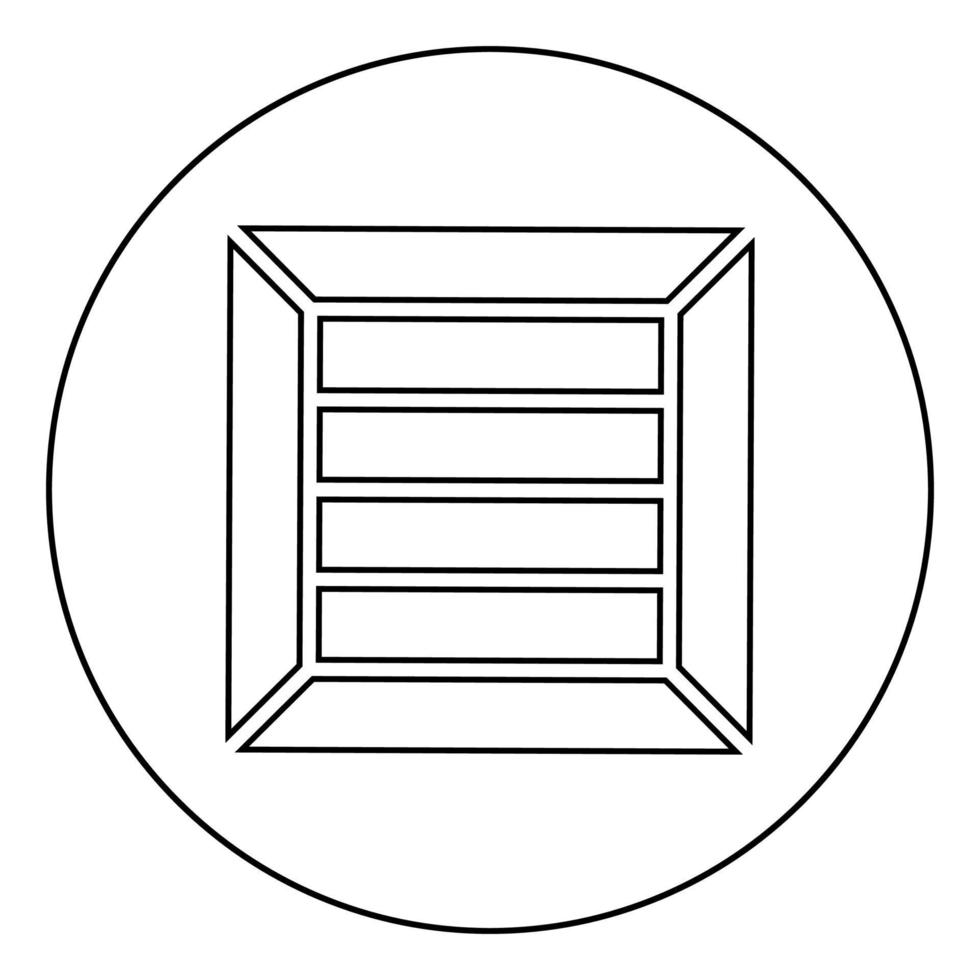 caja para transporte de carga icono de contenedor de caja de madera en círculo contorno redondo color negro ilustración vectorial imagen de estilo plano vector