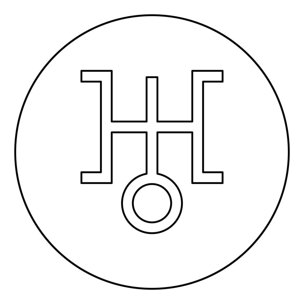 Symbol uranus icon in circle round outline black color vector illustration flat style image