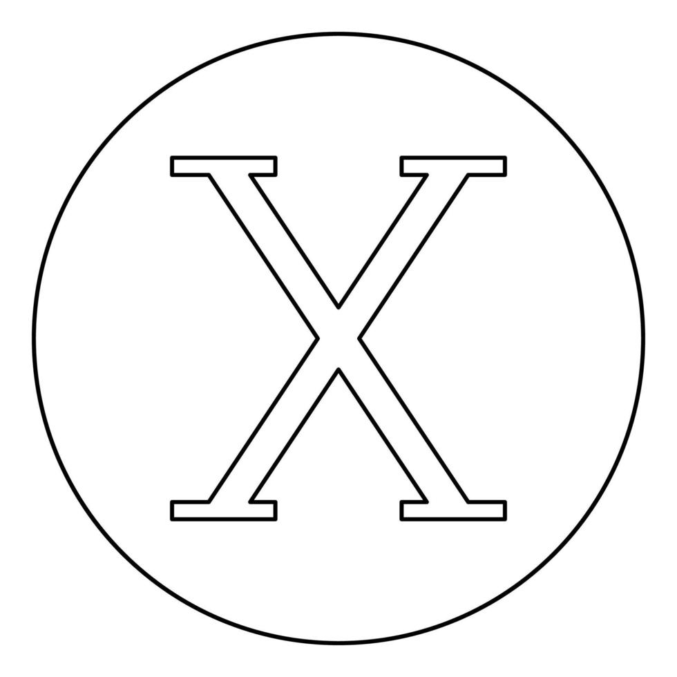 Chi greek symbol capital letter uppercase font icon in circle round outline black color vector illustration flat style image