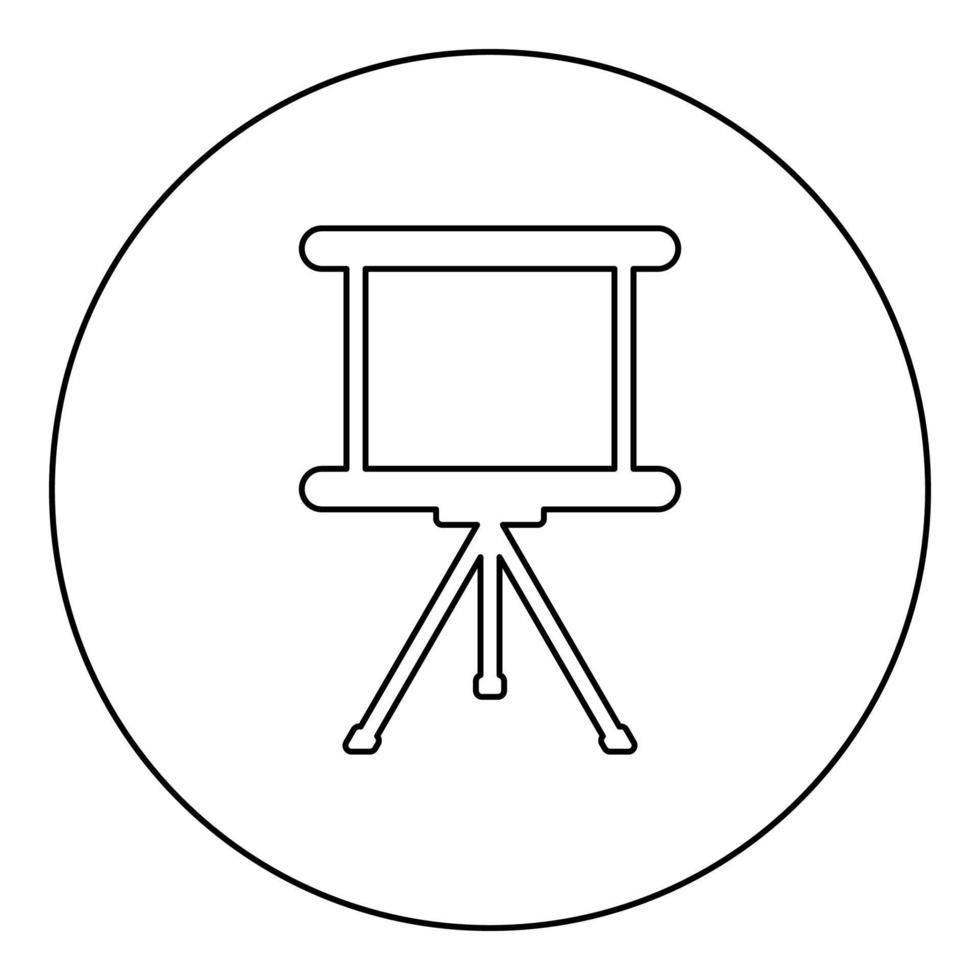 Board for presentations business screen billboard projector roller icon in circle round black color vector illustration image outline contour line thin style