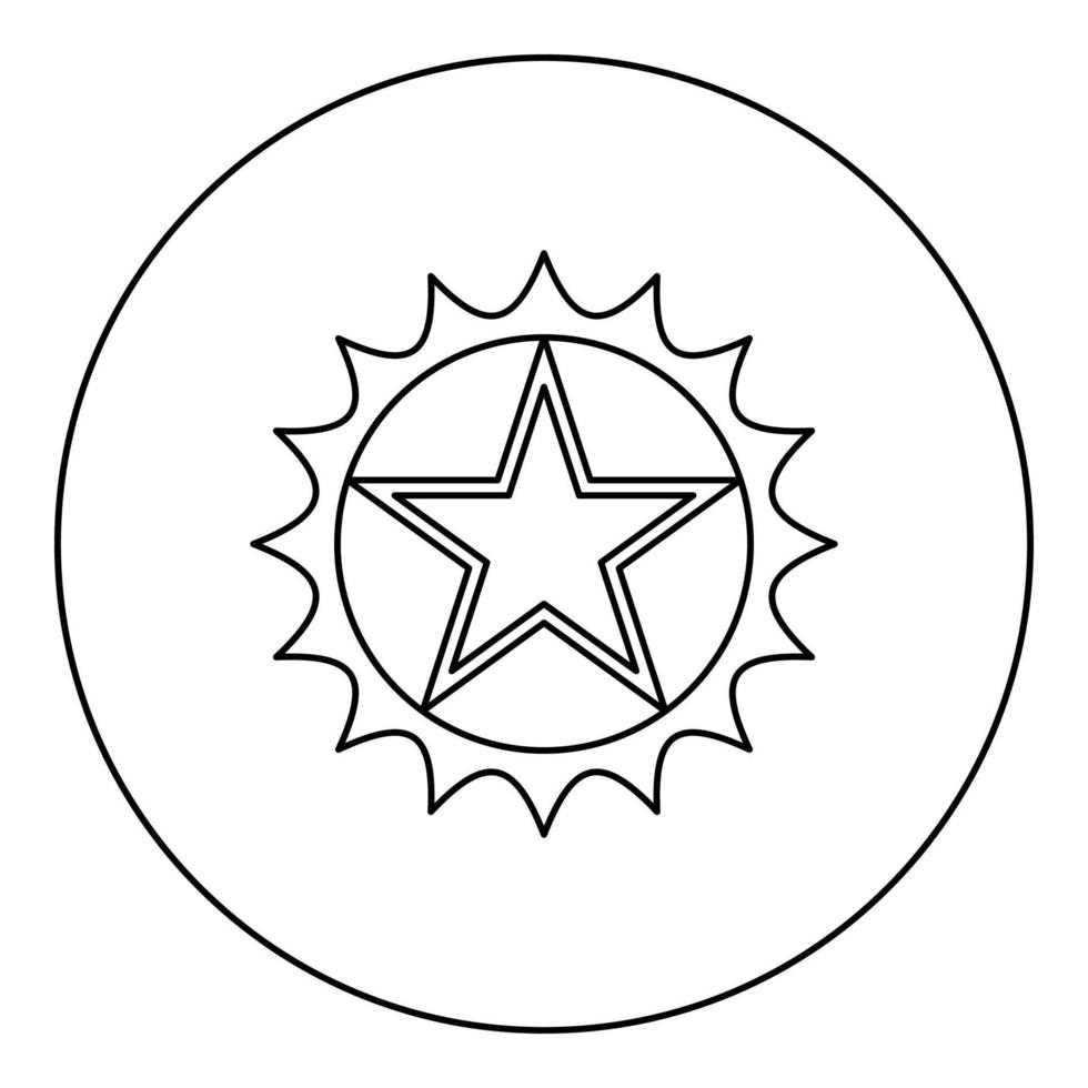 Star in circle with sharp edges icon in circle round black color vector illustration image outline contour line thin style
