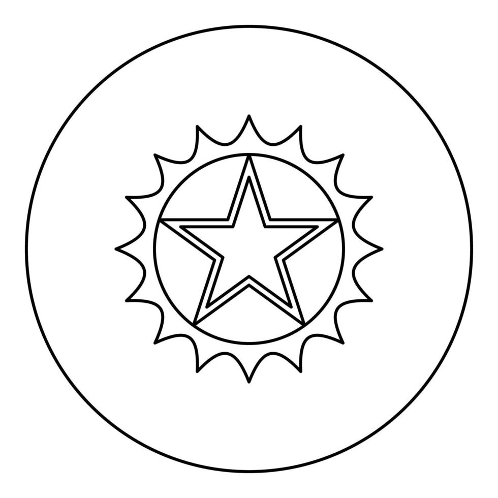 Star in circle with sharp edges icon in circle round black color vector illustration image outline contour line thin style