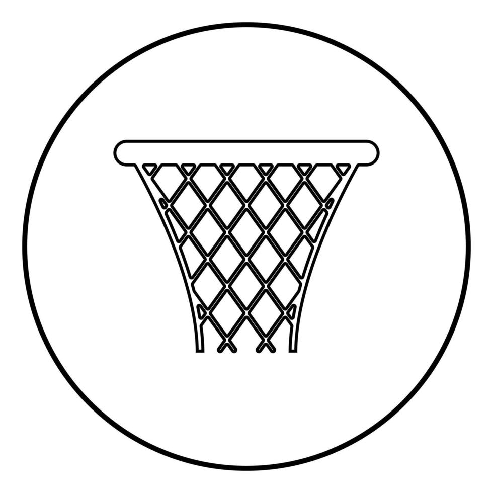 Basketball basket Streetball net basket icon black color illustration in circle round vector