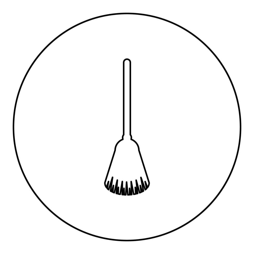 Broom Besom made from twigs Tool for cleaning Sweep concept Panicle Halloween accessory icon in circle round black color vector illustration solid outline style image