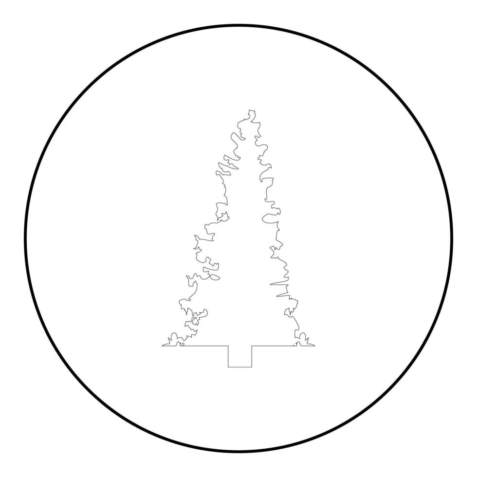 Fir spruce icon in circle round black color vector illustration solid outline style image