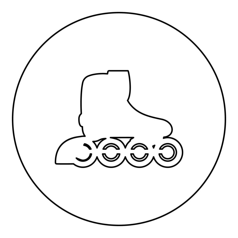 Roller skates blades Personal transportation icon in circle round black color vector illustration image outline contour line thin style